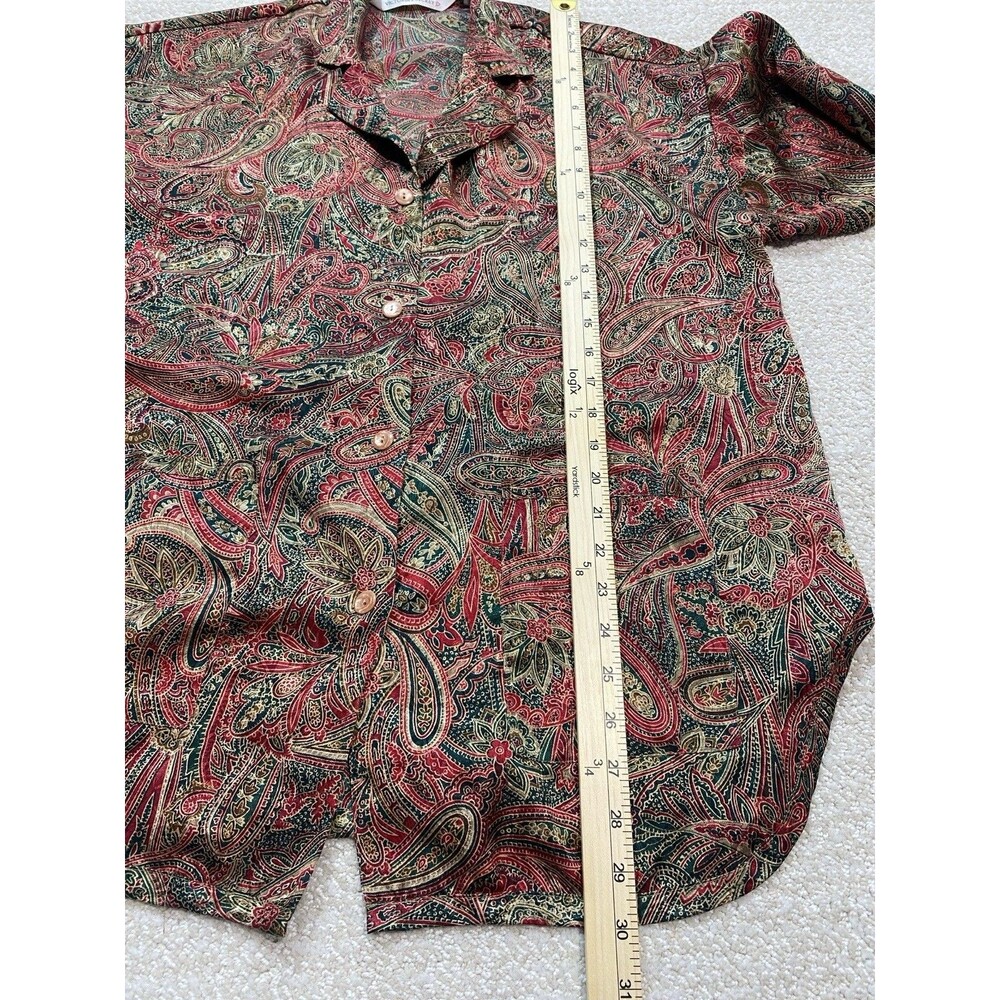 Victoria's Secret Vintage 90's Red Green Gold Paisley Night Shirt Size M - Picture 11 of 13